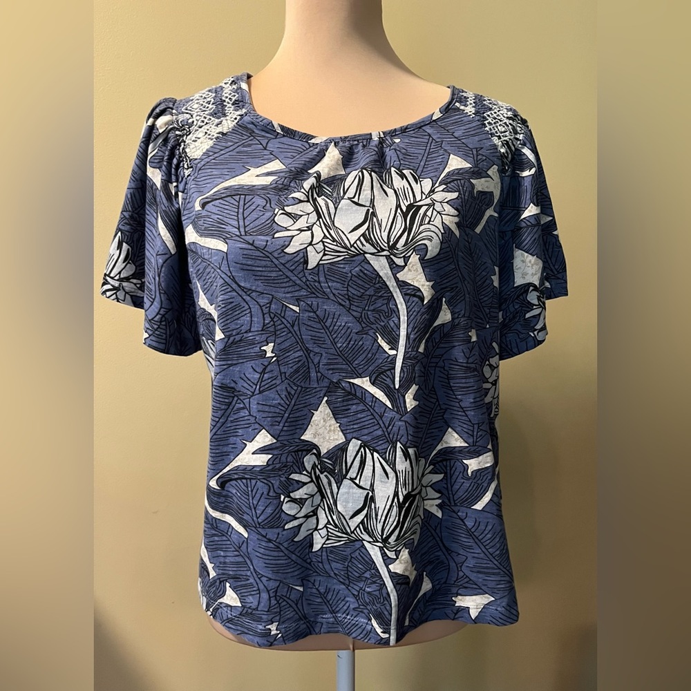 Floral Blue Women's Top
